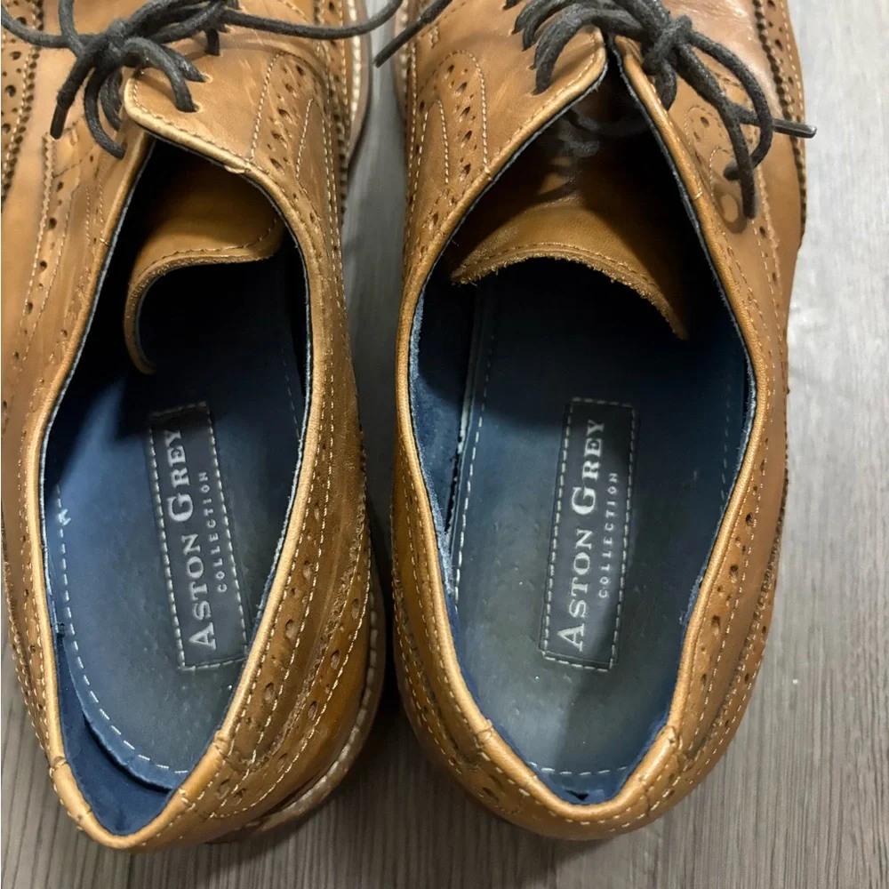 Aston Grey Brown Leather Boyle Wingtip‎ Oxford Shoes Preppy Office Academia